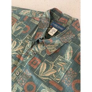 Cooke Street Honolulu Mens 2XL Cotton Tropical Geometric Button Down Shirt Teal